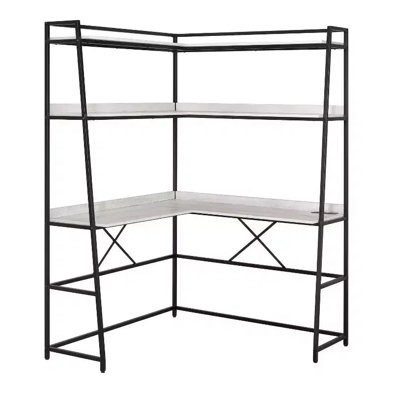 Bureau d'angle Clydebank avec bibliothèque et prise USB – HOMES: Inside + Out