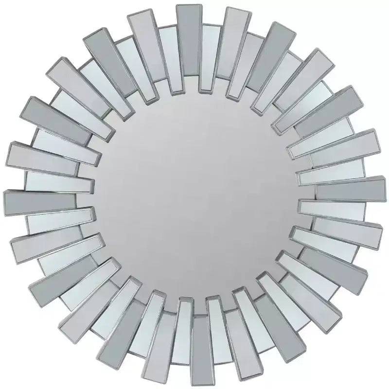 Northlight Aztec Sunburst Round Wall Mirror - 25.5 - Silver