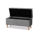 Pouf de rangement en velours et bois Hanley - Baxton Studio