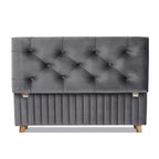 Pouf de rangement en velours et bois Hanley - Baxton Studio