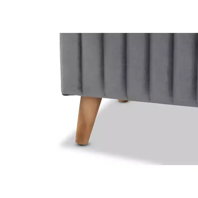 Pouf de rangement en velours et bois Hanley - Baxton Studio