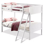 Costway Wooden Twin Over Twin Bunk Beds Convertible 2 Individual Twin Beds White