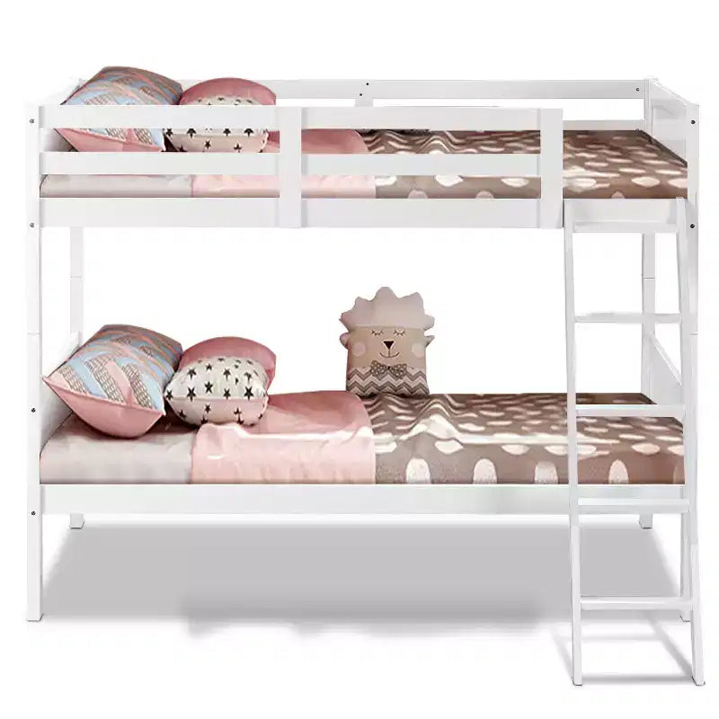 Lits superposés jumeaux convertibles en 2 lits individuels, lit superposé pour enfants en bois massif avec barrière de sécurité