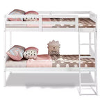 Lits superposés jumeaux convertibles en 2 lits individuels, lit superposé pour enfants en bois massif avec barrière de sécurité