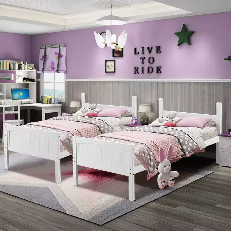 Lits superposés jumeaux convertibles en 2 lits individuels, lit superposé pour enfants en bois massif avec barrière de sécurité