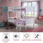 Lits superposés jumeaux convertibles en 2 lits individuels, lit superposé pour enfants en bois massif avec barrière de sécurité