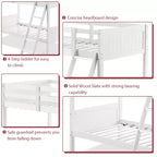 Lits superposés jumeaux convertibles en 2 lits individuels, lit superposé pour enfants en bois massif avec barrière de sécurité