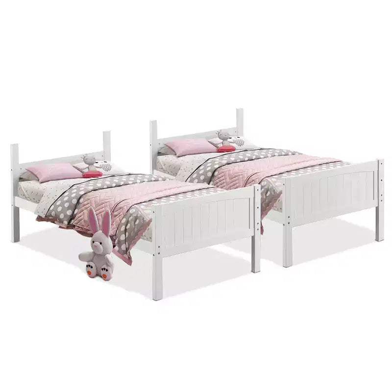 Lits superposés jumeaux convertibles en 2 lits individuels, lit superposé pour enfants en bois massif avec barrière de sécurité