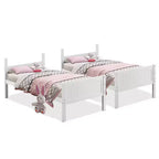Lits superposés jumeaux convertibles en 2 lits individuels, lit superposé pour enfants en bois massif avec barrière de sécurité