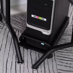 Bureau d'angle en L HOMCOM avec étagère surélevée, tablette coulissante pour clavier et support UC pratique