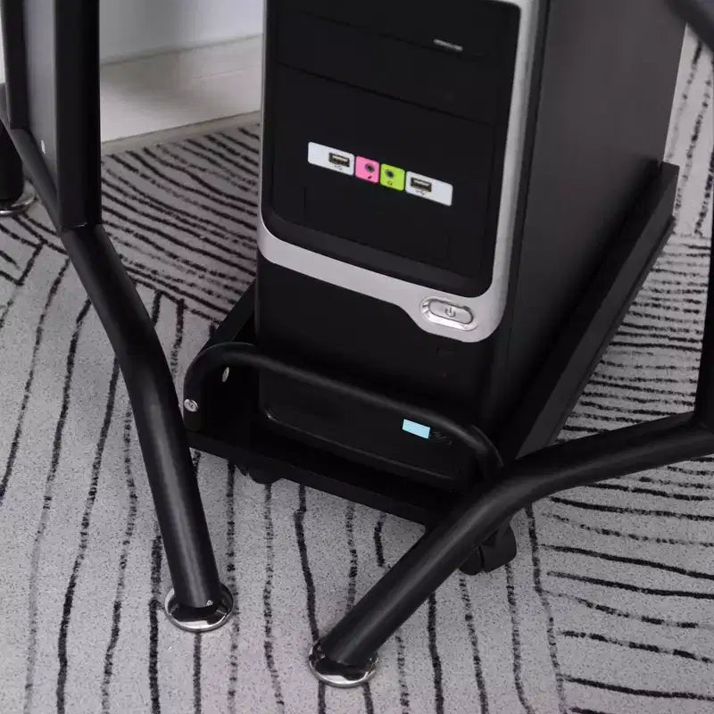 Bureau d'angle en L HOMCOM avec étagère surélevée, tablette coulissante pour clavier et support UC pratique