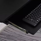 Bureau d'angle en L HOMCOM avec étagère surélevée, tablette coulissante pour clavier et support UC pratique