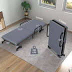 Lit pliant Costway Lit d'appoint réglable simple avec matelas jumeau, roues portables, marron/gris/blanc