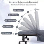 Lit pliant Costway Lit d'appoint réglable simple avec matelas jumeau, roues portables, marron/gris/blanc