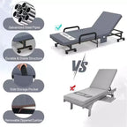 Lit pliant Costway Lit d'appoint réglable simple avec matelas jumeau, roues portables, marron/gris/blanc