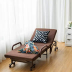 Lit pliant Costway Lit d'appoint réglable simple avec matelas jumeau, roues portables, marron/gris/blanc