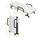 Lit pliant Costway Lit d'appoint réglable simple avec matelas jumeau, roues portables, marron/gris/blanc