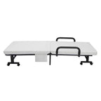 Lit pliant Costway Lit d'appoint réglable simple avec matelas jumeau, roues portables, marron/gris/blanc