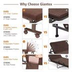 Lit pliant Costway Lit d'appoint réglable simple avec matelas jumeau, roues portables, marron/gris/blanc