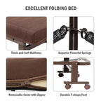 Lit pliant Costway Lit d'appoint réglable simple avec matelas jumeau, roues portables, marron/gris/blanc