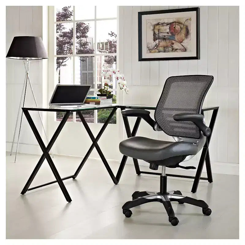 Chaise de bureau Modway avec dossier en maille Edge et siège en similicuir