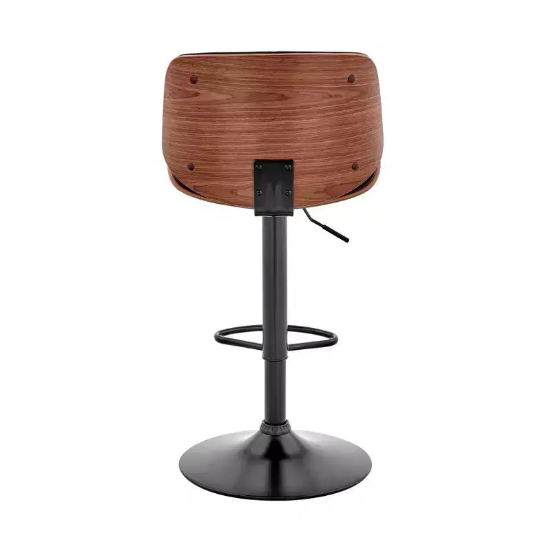 Tabouret de bar réglable Brock, hauteur comptoir, avec assise en similicuir, finition noyer, base en acier noir – Armen Living