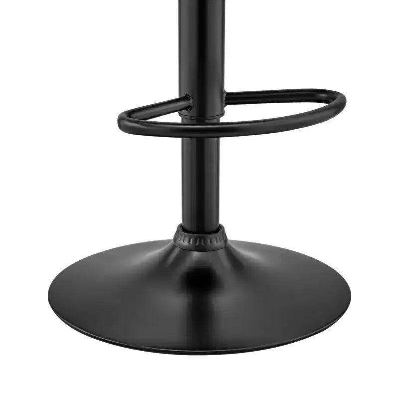 Tabouret de bar réglable Brock, hauteur comptoir, avec assise en similicuir, finition noyer, base en acier noir – Armen Living