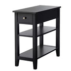 Costway Lot de 2 tables de chevet à 3 niveaux avec double étagère Noir