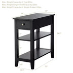 Costway Lot de 2 tables de chevet à 3 niveaux avec double étagère Noir