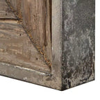 Miroir mural rectangulaire biseauté rustique, cadre en bois naturel vieilli et fer argenté, 25,25" de large