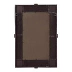 Miroir mural rectangulaire biseauté rustique, cadre en bois naturel vieilli et fer argenté, 25,25" de large