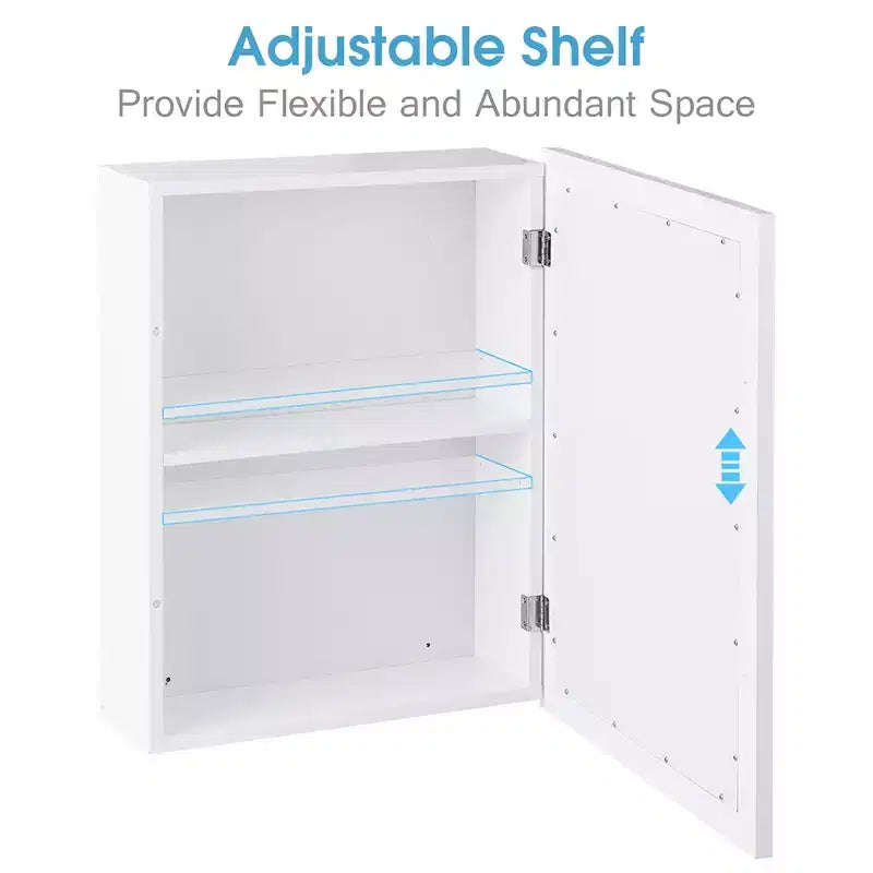 Costway Armoire de Toilette Murale de Salle de Bain Meuble de Rangement de Cuisine avec Étagère Réglable