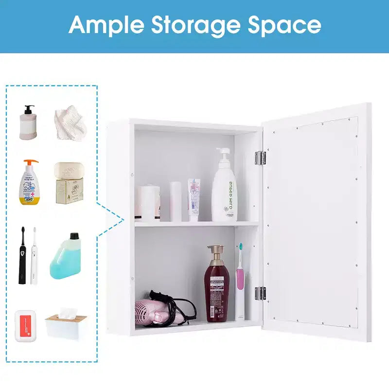Costway Armoire de Toilette Murale de Salle de Bain Meuble de Rangement de Cuisine avec Étagère Réglable