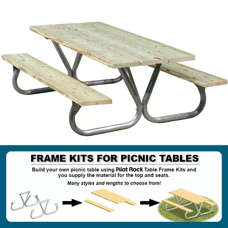 Pieds de table de pique-nique d'extérieur en acier anti-basculement Pilot Rock de 6 ou 8 pieds (piètement seul)