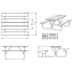 Pieds de table de pique-nique d'extérieur en acier anti-basculement Pilot Rock de 6 ou 8 pieds (piètement seul)