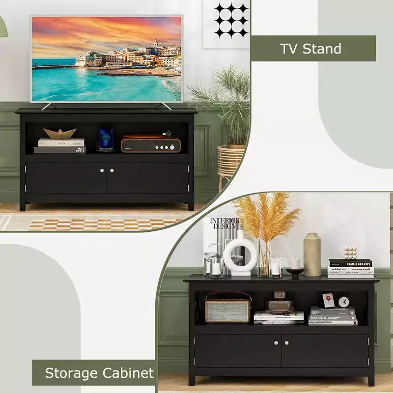 Meuble TV autonome Costway en bois, console TV, meuble multimédia
