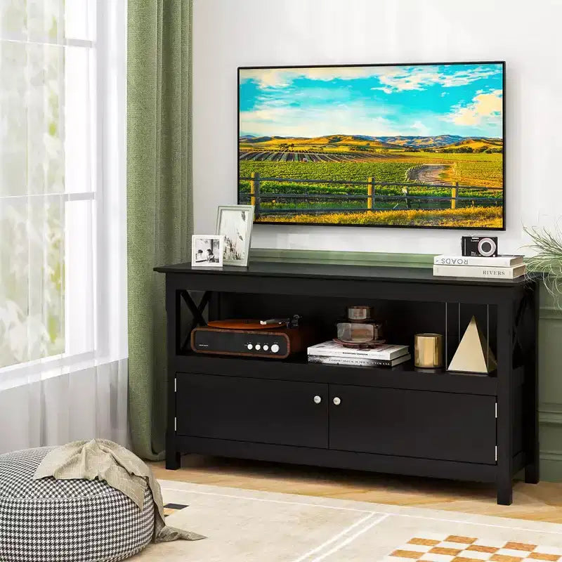 Meuble TV autonome Costway en bois, console TV, meuble multimédia