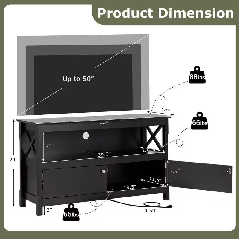 Meuble TV autonome Costway en bois, console TV, meuble multimédia