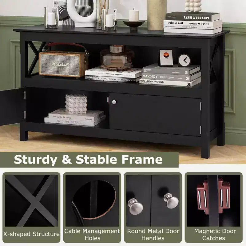 Meuble TV autonome Costway en bois, console TV, meuble multimédia