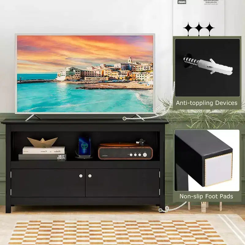 Meuble TV autonome Costway en bois, console TV, meuble multimédia