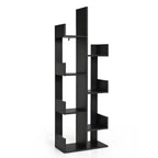 Costway Étagère 8 niveaux Bibliothèque design arbre Meuble de rangement décoratif autoportant Blanc/Noir