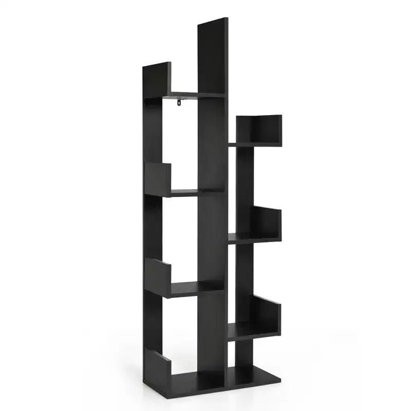 Costway Étagère 8 niveaux Bibliothèque design arbre Meuble de rangement décoratif autoportant Blanc/Noir