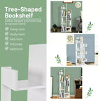 Costway Étagère 8 niveaux Bibliothèque design arbre Meuble de rangement décoratif autoportant Blanc/Noir
