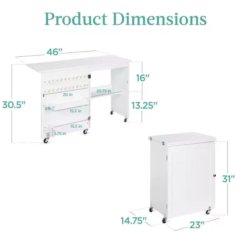 Table et bureau de machine à coudre avec rangement et plateaux pour loisirs créatifs