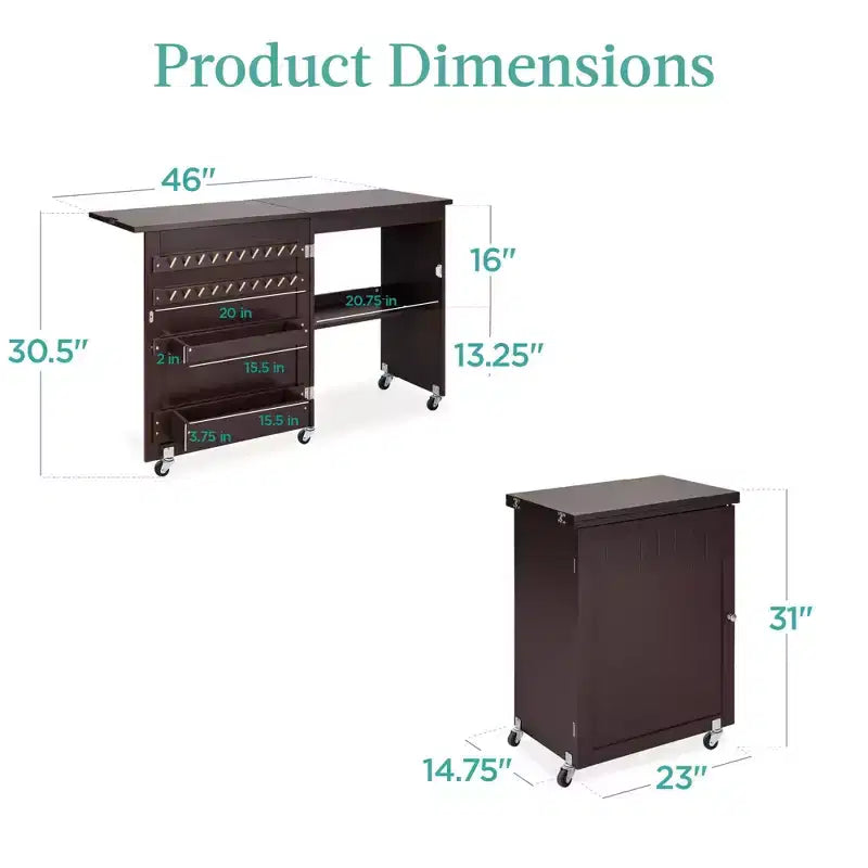 Table et bureau de machine à coudre avec rangement et plateaux pour loisirs créatifs