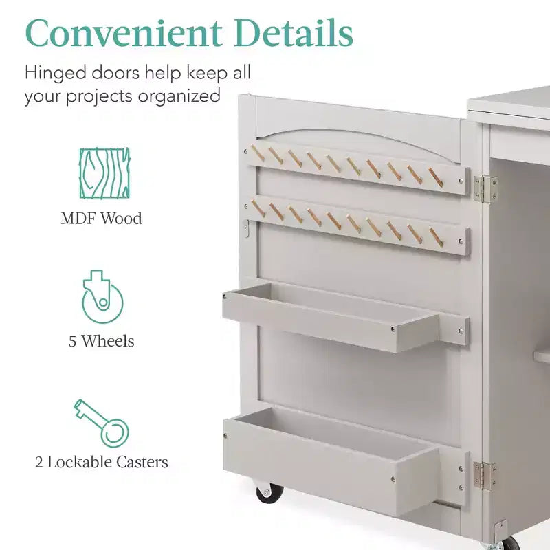 Table et bureau de machine à coudre avec rangement et plateaux pour loisirs créatifs