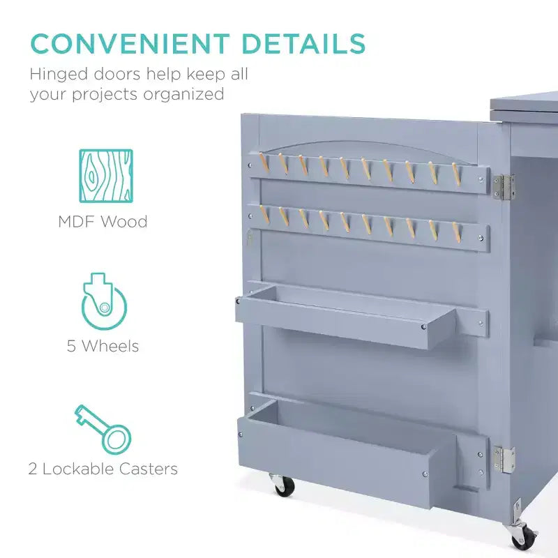 Table et bureau de machine à coudre avec rangement et plateaux pour loisirs créatifs