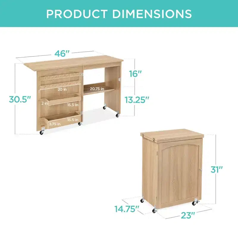Table et bureau de machine à coudre avec rangement et plateaux pour loisirs créatifs