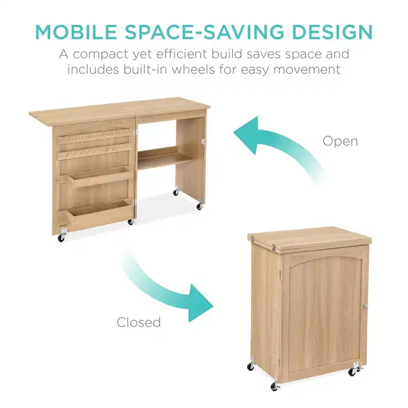 Table et bureau de machine à coudre avec rangement et plateaux pour loisirs créatifs