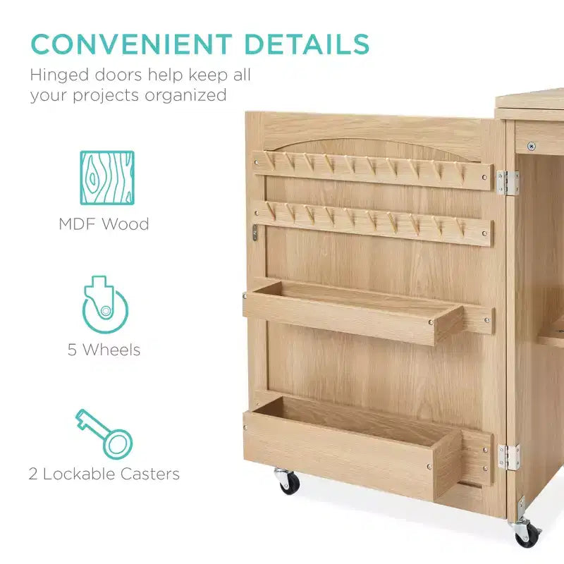 Table et bureau de machine à coudre avec rangement et plateaux pour loisirs créatifs